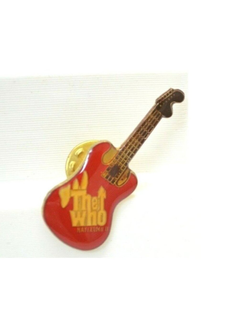 The Who Guitar Pin Red Hard Rock Roll Metal Band Collectible Lapel Bag Gear Vtg